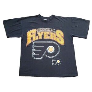 VTG 90s Philadelphia Flyers Sz Medium Black T-Shirt NHL Magic Johnson Originals